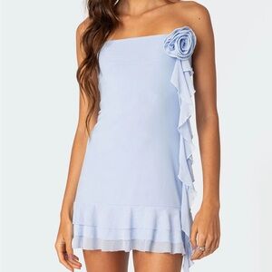 EDIKTED Mini Blue Ruffle Dress
